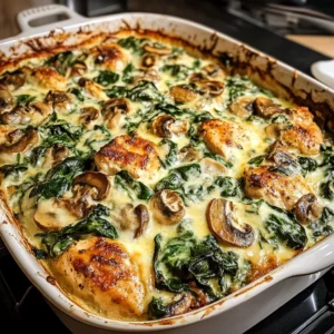 Creamy Chicken, Spinach & Mushroom Bake 30 Minutes Easy Delicious