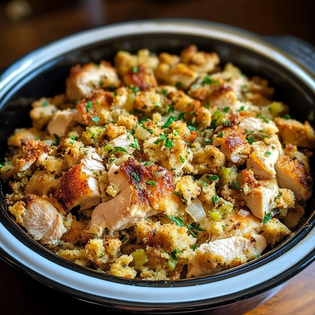 Crock Pot Chicken and Stuffing Dinner 6 Steps Easy Delicious