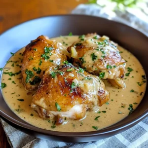 Easy Crockpot Chicken Thighs with Creamy Gravy - 7 Ingredients