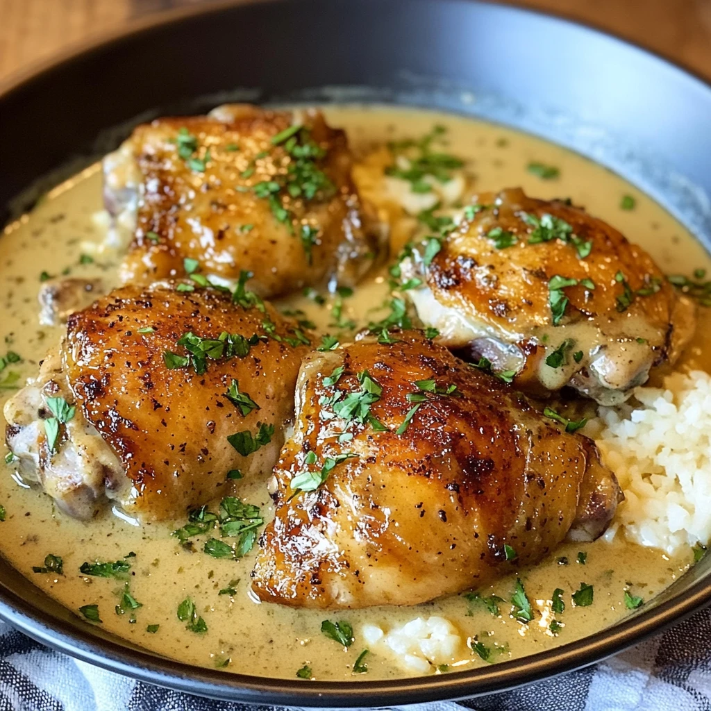 Easy Crockpot Chicken Thighs with Creamy Gravy - 7 Ingredients