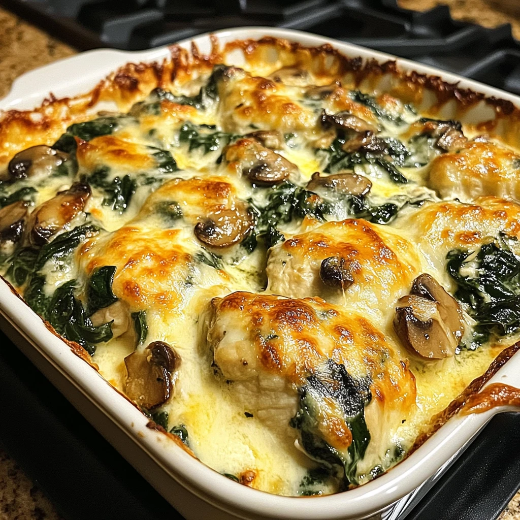 Easy Low-Carb Chicken Spinach Mushroom Bake 30 Minutes Delicious