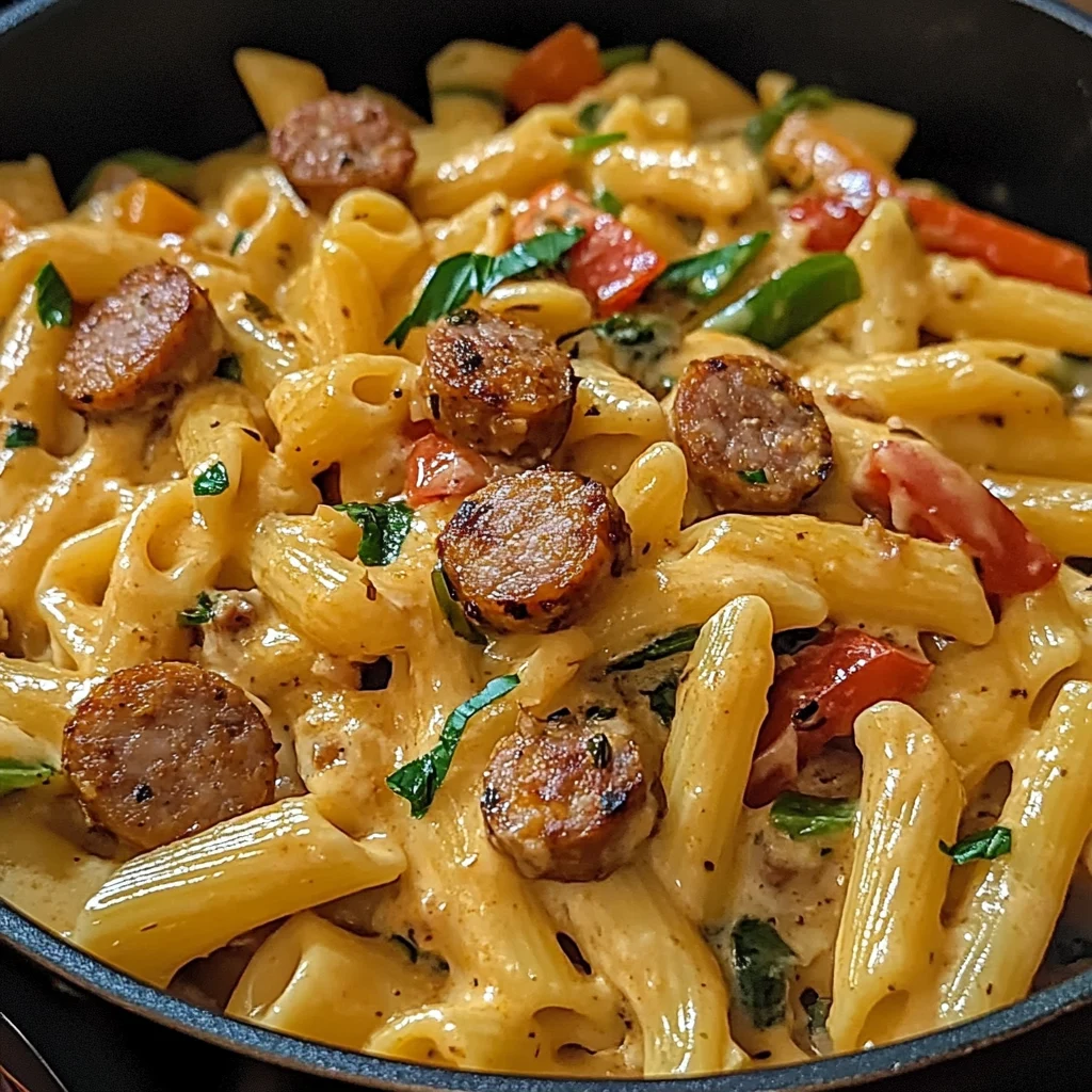 One Pot Creamy Cajun Sausage Pasta 30 Minutes Easy Delicious