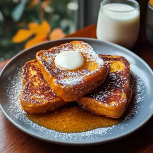 Pumpkin French Toast Breakfast 4 Servings Easy Delicious