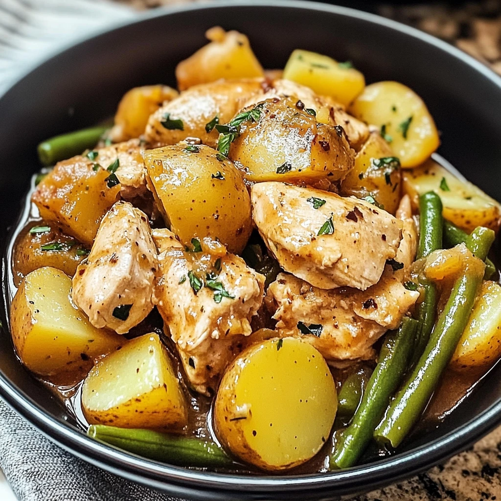 Slow Cooker Chicken and Potatoes with Green Beans - 4 Servings - Easy - Delicious
