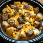 Slow Cooker Steak and Cheddar Potato Casserole 4 Servings Ultimate Delicious