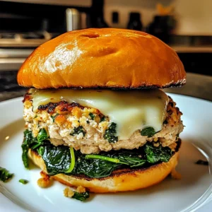 White Cheddar and Spinach Chicken Burgers 4 Servings Awesome Delicious