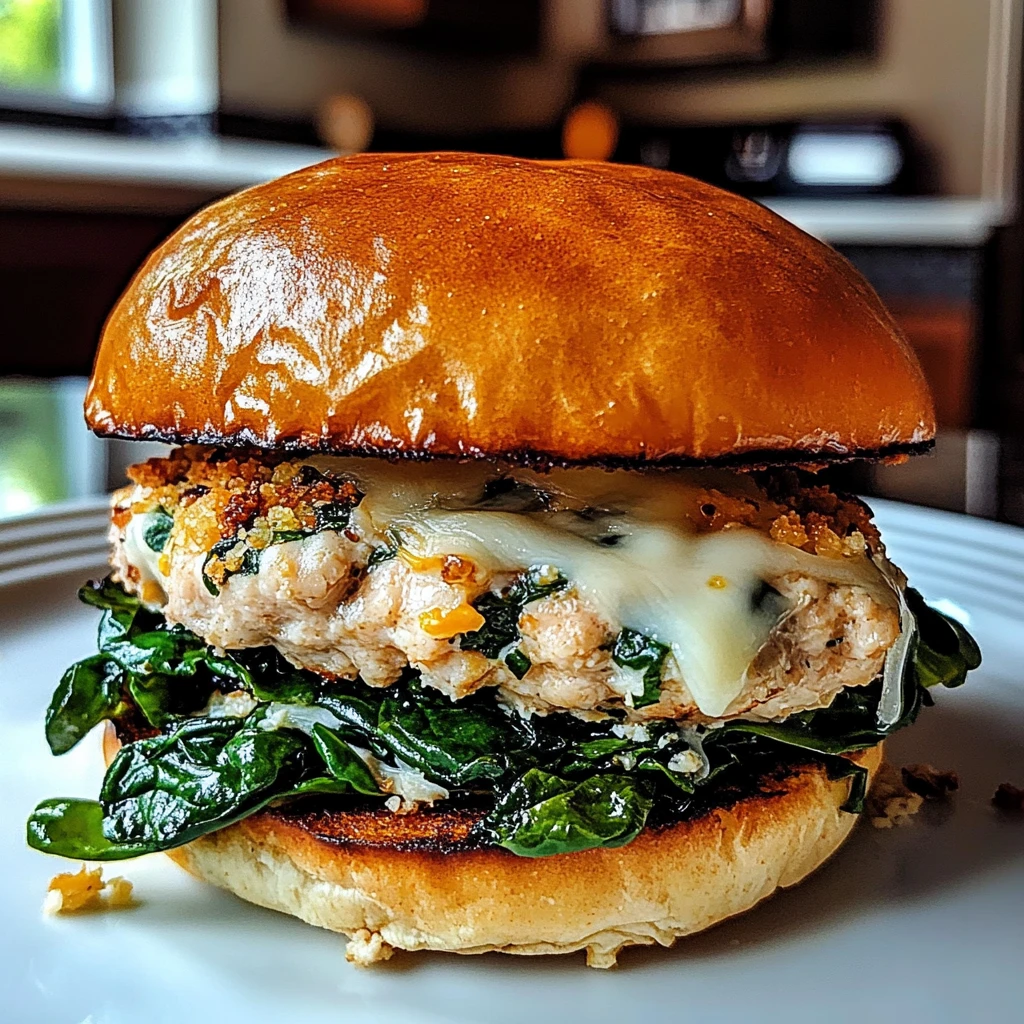 White Cheddar and Spinach Chicken Burgers 4 Servings Awesome Delicious