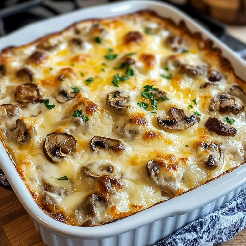 Baked Cheesy Mushrooms Casserole 30 Minutes Easy Delicious