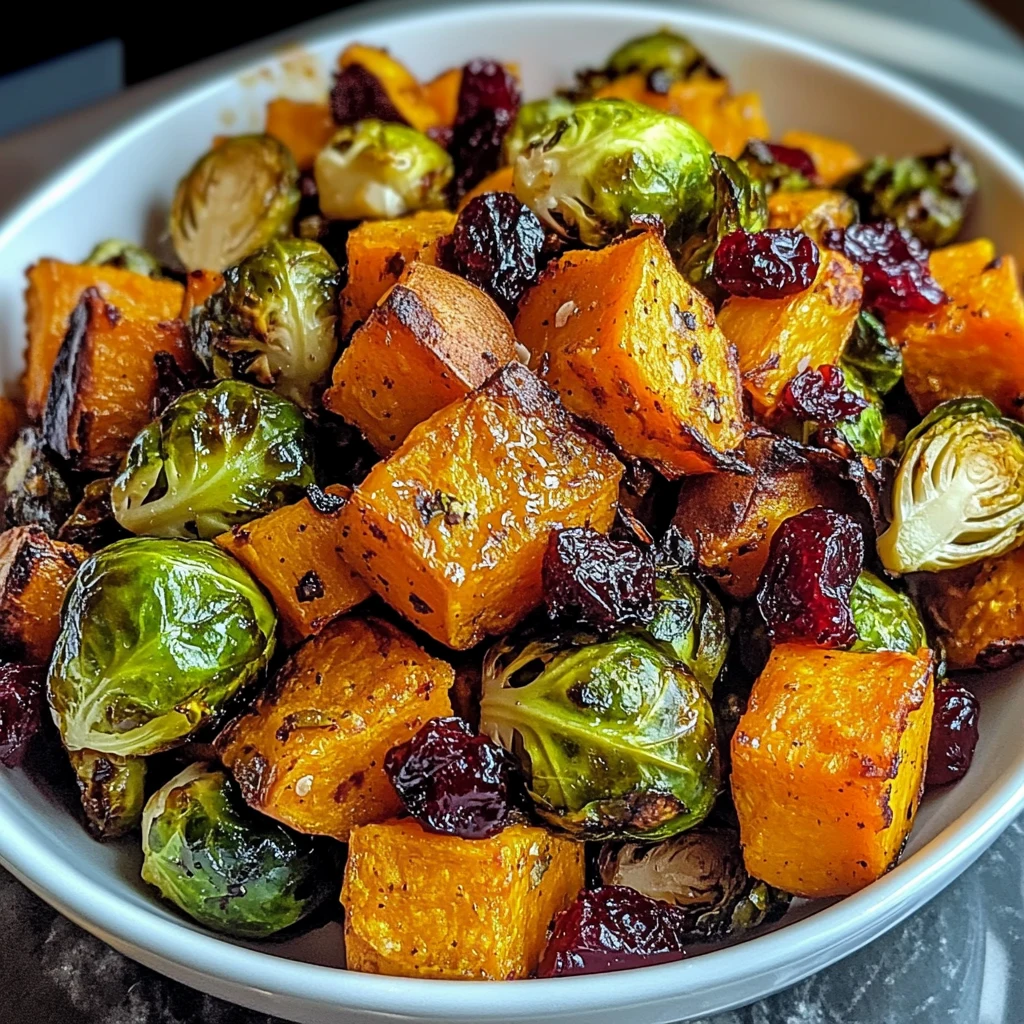 Cranberry-Glazed Roasted Butternut Squash Brussels Sprouts and Sweet Potato Salad 30 Minutes Easy Delicious