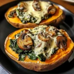 Creamy Mushroom and Spinach Stuffed Sweet Potatoes 4 Servings Ultimate Delicious