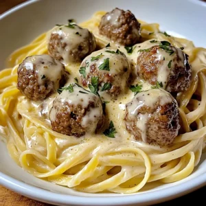 Garlic Butter Meatballs with Creamy Linguine Delight