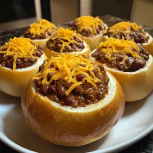 Mini Chili Football Bread Bowls 4 Servings Ultimate Delicious