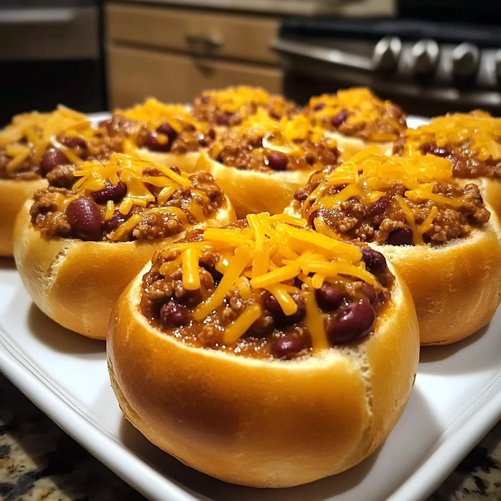Mini Chili Football Bread Bowls 4 Servings Ultimate Delicious