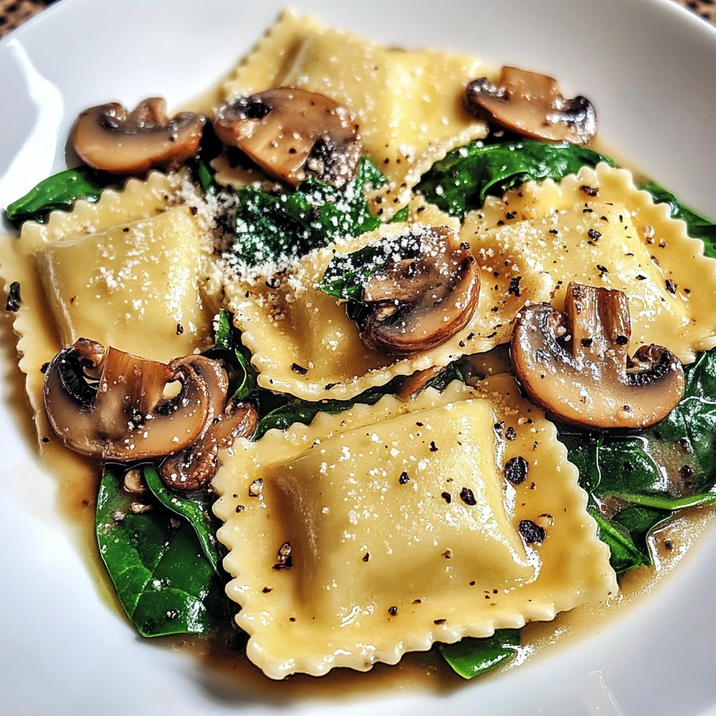 Mushroom Ravioli with Spinach 5 Steps Easy Delicious