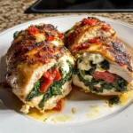 Roasted Red Pepper Spinach Mozzarella Stuffed Chicken 30 Minutes Easy Delicious