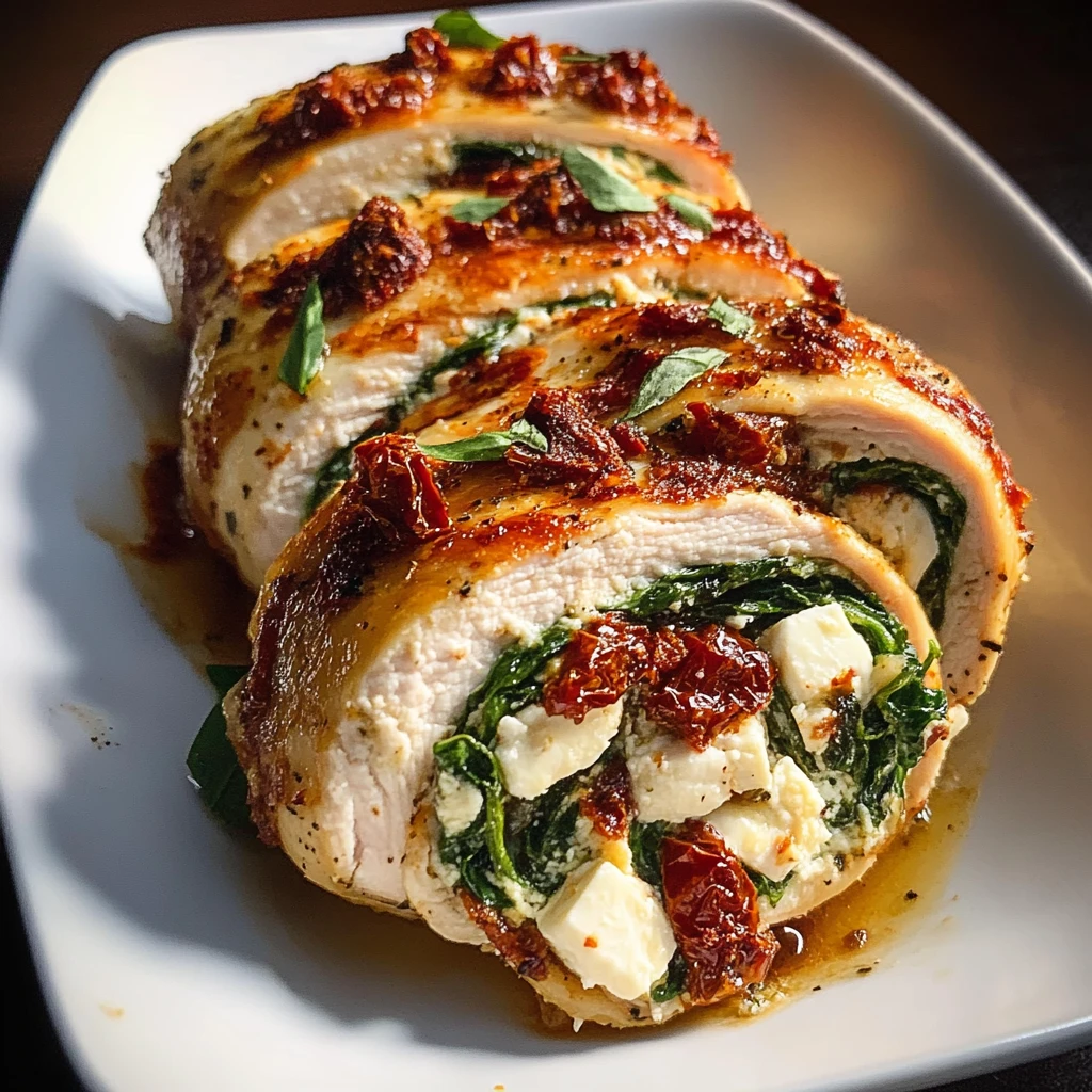 Rolled Up Chicken with Feta, Spinach, and Sun-Dried Tomatoes