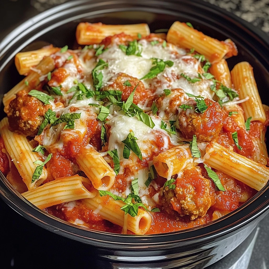 Slow Cooker 5-Ingredient Meatball Marinara Pasta Recipe