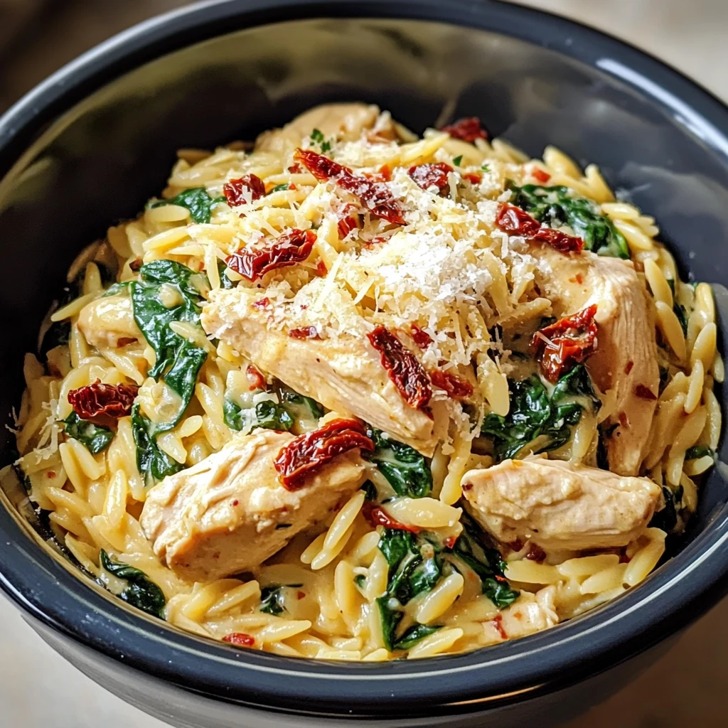Slow Cooker Creamy Tuscan Chicken Orzo 4 Servings Easy Delicious