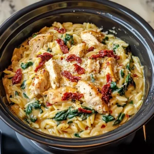 Slow Cooker Creamy Tuscan Chicken Orzo 4 Servings Easy Delicious