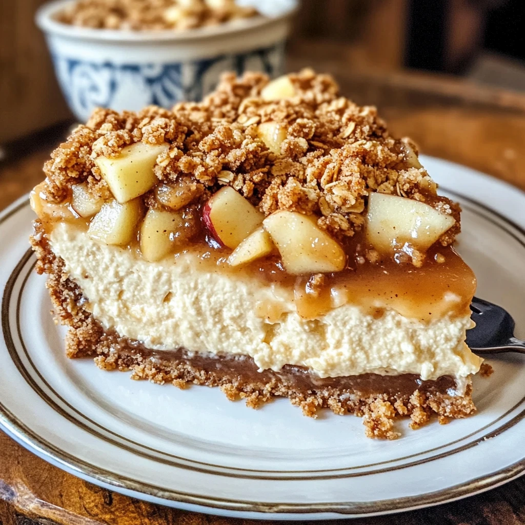 Apple Crisp Cheesecake 7 Ingredients Perfectly Delicious