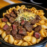 Cajun Steak Bites and Cheesy Garlic Shells Skillet - 30 Minutes Ultimate Delicious