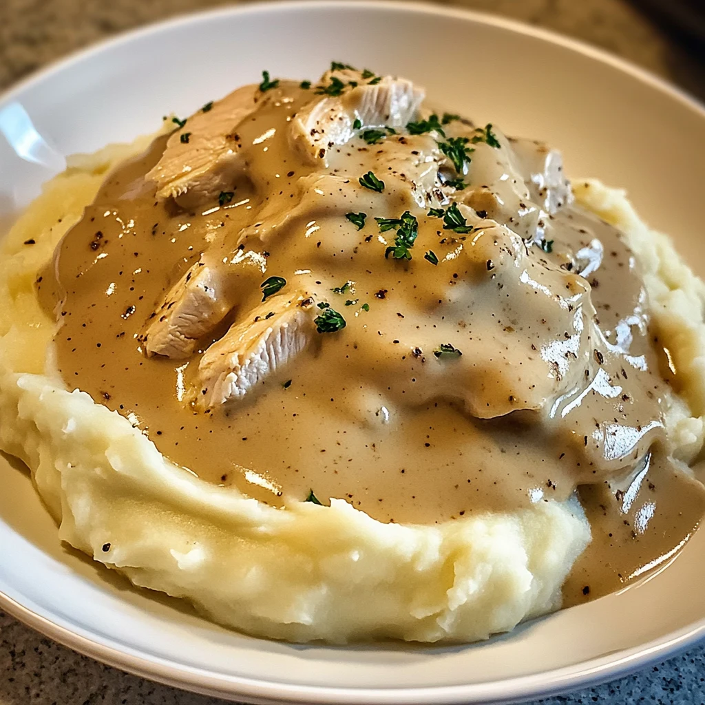 Creamy Chicken Gravy over Mashed Potatoes 30 Minutes Easy Delicious