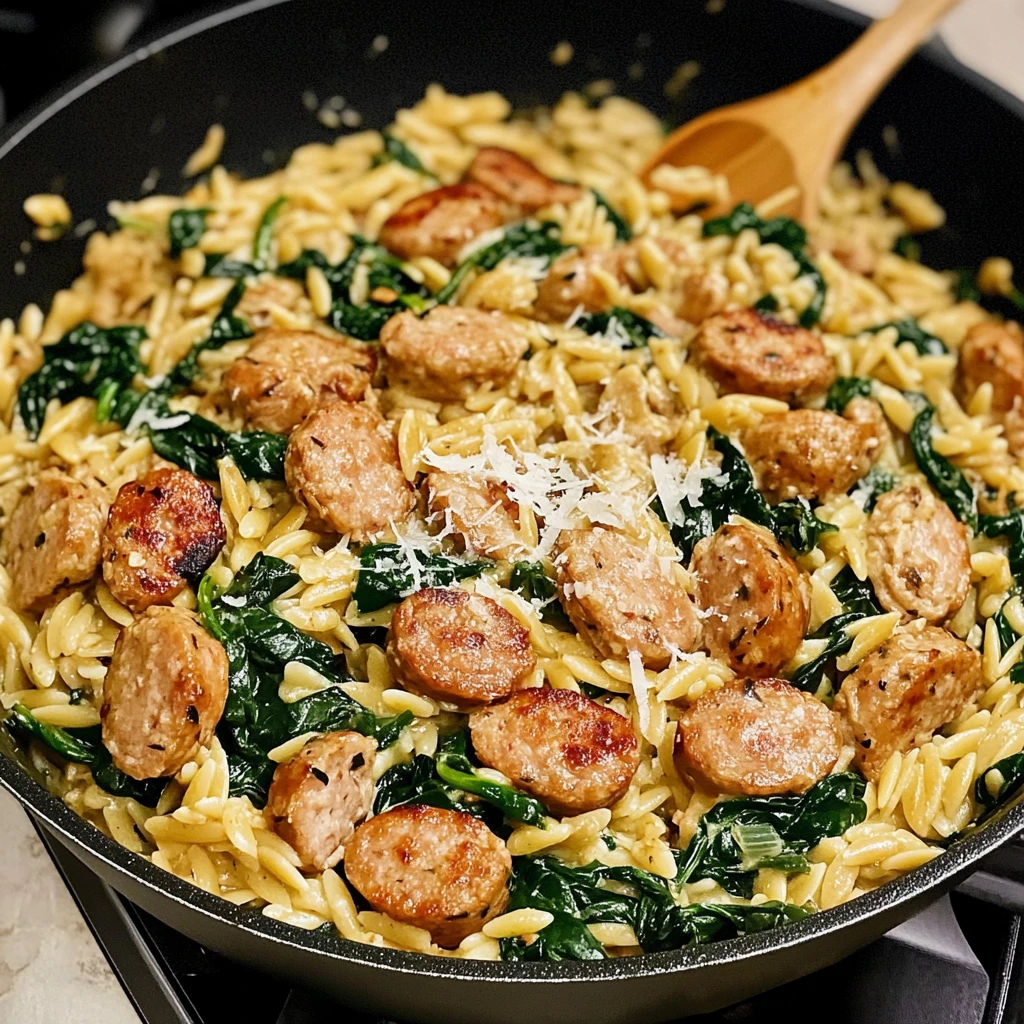 Creamy Chicken Sausage Orzo Skillet 30 Minutes Easy Delicious