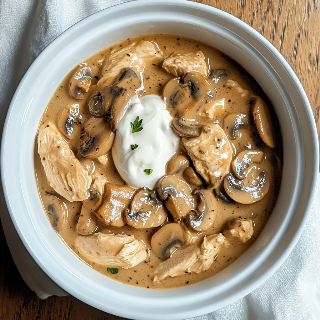 Crockpot Chicken and Mushroom Stroganoff 6 Steps Easy Delicious