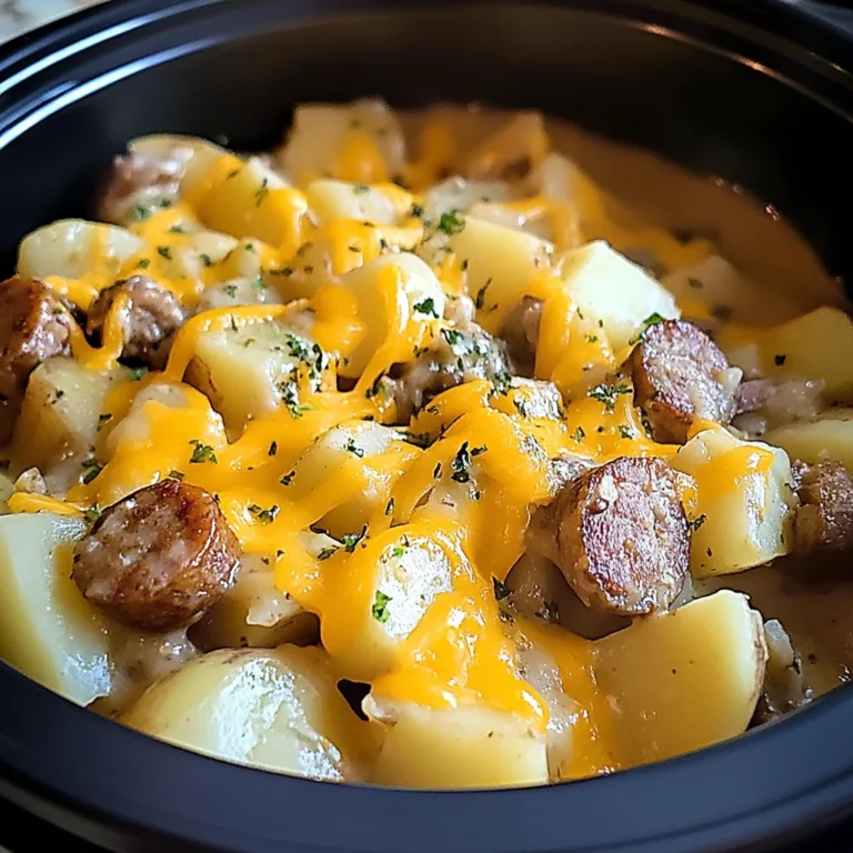 Easy Slow Cooker Sausage and Cheesy Potatoes 4 Servings Amazing
