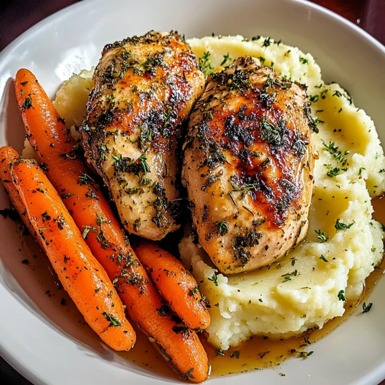 Garlic Herb Chicken with Mashed Potatoes and Glazed Carrots 4 Servings Ultimate Delicious