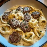 Garlic Steak Tortellini in Creamhouse Sauce - 30 Minutes Easy Delicious