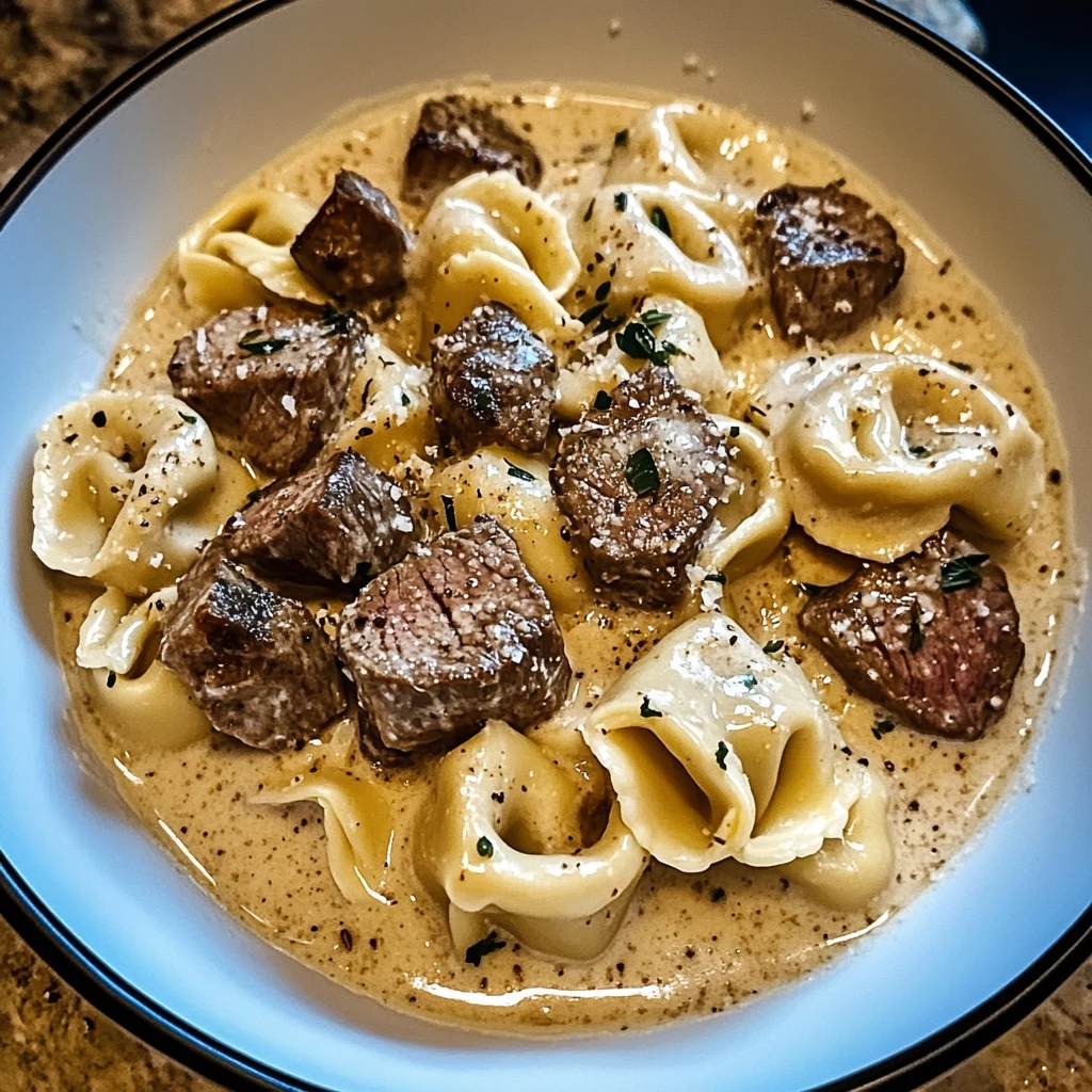 Garlic Steak Tortellini in Creamhouse Sauce - 30 Minutes Easy Delicious