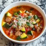 Healthy Zucchini Tomato Italian Sausage Soup 30 Minutes Easy Delicious
