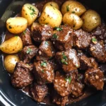 Slow Cooker Garlic Butter Beef Bites & Potatoes Easy Delicious