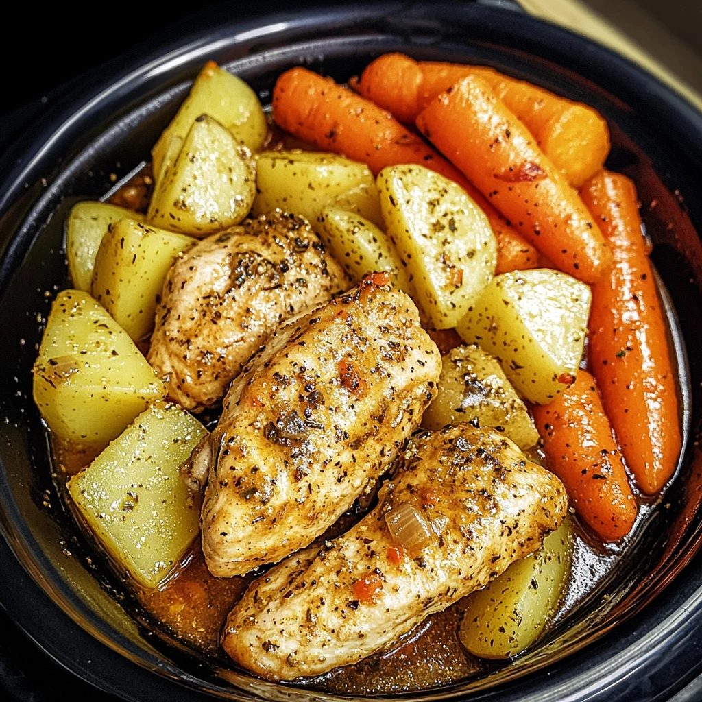 Slow Cooker Garlic Butter Chicken and Veggies 4 Servings Easy Delicious