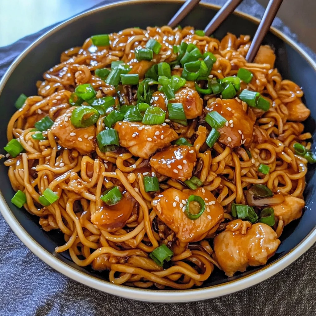 Sticky Garlic Chicken Noodles 20 Minutes Quick Delicious