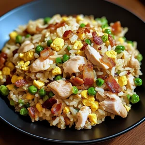 Chicken and Bacon Fried Rice 6 Ingredients Easy Delicious