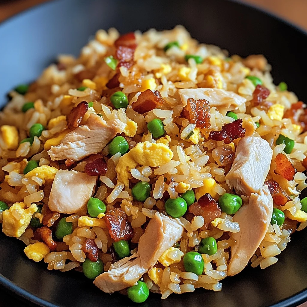 Chicken and Bacon Fried Rice 6 Ingredients Easy Delicious