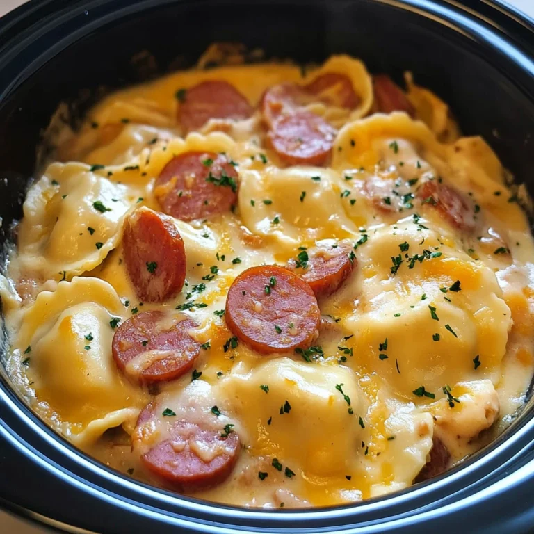 Crock Pot Pierogi Casserole with Kielbasa - 7 Ingredients Easy Delicious