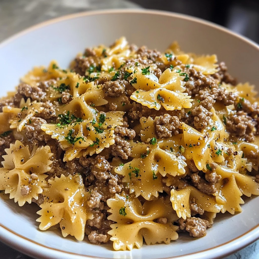 Garlic Beef Bowtie Pasta 30 Minutes Easy Delicious