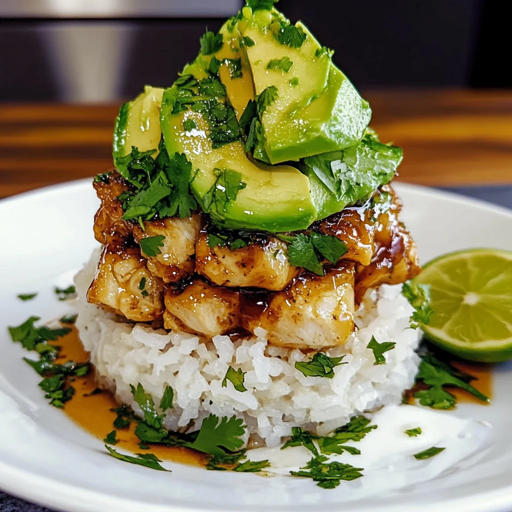 Honey Lime Chicken and Avocado Rice Stack - 30 Minutes Easy Delicious