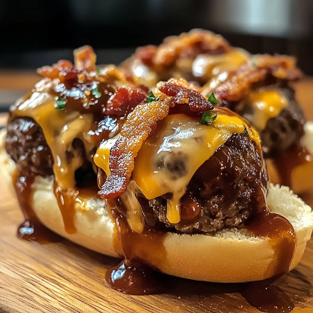 Sizzling Bourbon BBQ Bacon Cheeseburger Meatballs - 30 Minutes - Easy - Delicious
